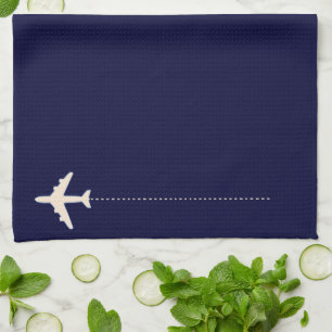 Paño De Cocina avión de viaje con línea de puntos