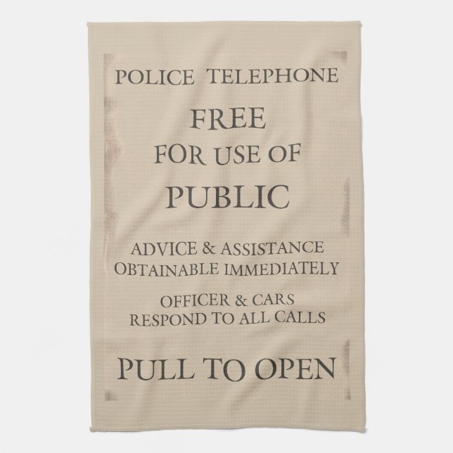 Paño De Cocina Aviso de teléfono público de la policía (Vertical)