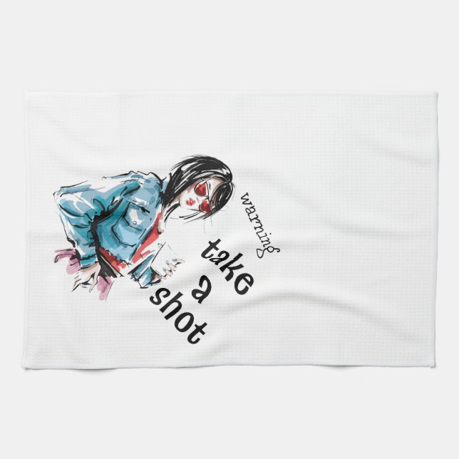 Paño De Cocina Aviso toma una foto (Horizontal)