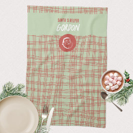 Paño De Cocina Ayudante de Santa Verde & Rojo Invierno