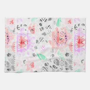 Paño De Cocina Azteca floral de color pastel