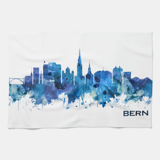 Paño De Cocina Azul aéreo de Suiza de Berna (Horizontal)