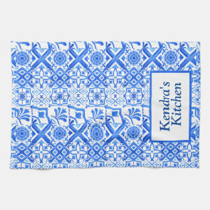 Paño De Cocina Azul azul y azul Azulejo azul patrón azul español