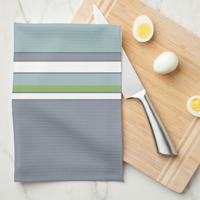 Paño De Cocina Azul blanco y gris (Doblado Cuarto)