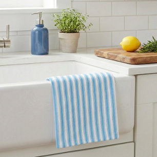 Paño De Cocina Azul caprichoso y blanco a rayas Preppy