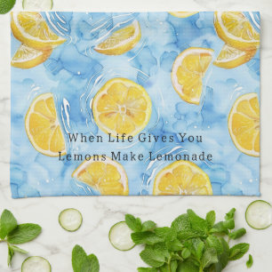 Paño De Cocina Azul Cuando la Vida te da Limones Limonada