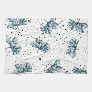 Paño De Cocina Azul de acero elegante Floral