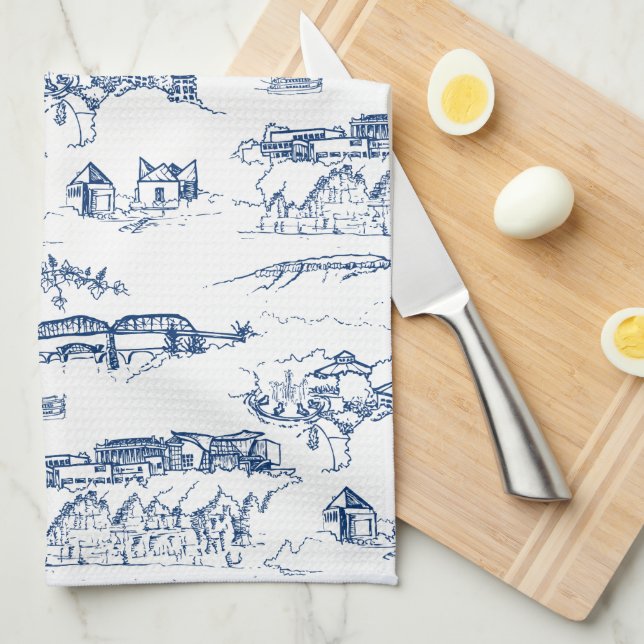 Paño De Cocina Azul de Chattanooga Toile (Doblado Cuarto)