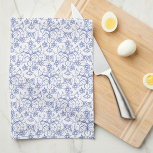 Paño De Cocina Azul de encargo del bígaro en floral decorativo