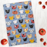 Paño De Cocina Azul de gato gatito<br><div class="desc">Muchos gatos adorables con un fondo azul. Perfecto para los amantes de los animales. Arte original de Nic Squirrell.</div>