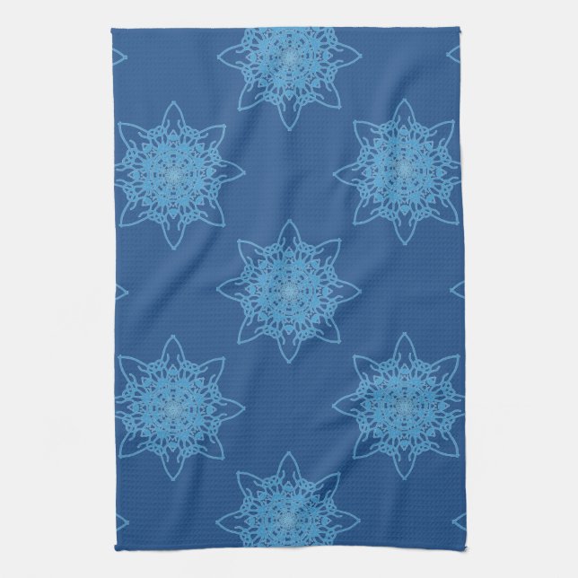 Paño De Cocina Azul del copo de nieve (Vertical)