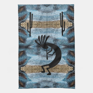 Paño De Cocina Azul del desierto del suroeste de Kokopelli 2 Mosa