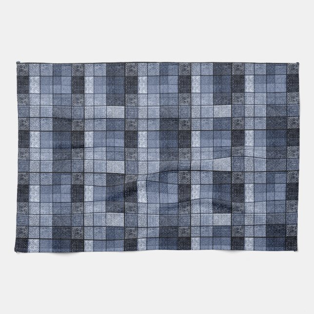 Paño De Cocina Azul, denim, tartán, plaid. (Horizontal)