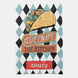 Paño De Cocina Azul geométrico del tacaco vintage del bonito pers