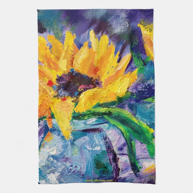 Paño De Cocina Azul girasol de Alaska  (Vertical)