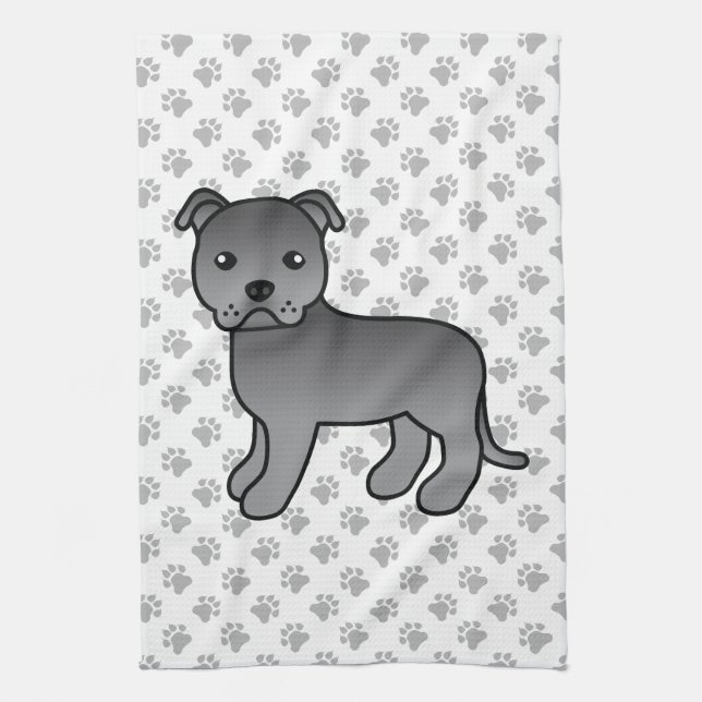 Paño De Cocina Azul Inglés Staffordshire Bull Terrier Dog (Vertical)