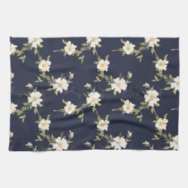 Paño De Cocina Azul Marino Blanco Floral