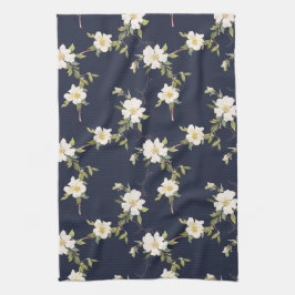 Paño De Cocina Azul Marino Blanco Floral