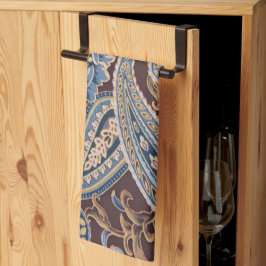Paño De Cocina Azul Marrón Vintage Paisley Nuevo