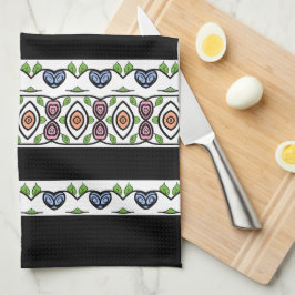 Paño De Cocina Azul negro y rosa con Naranja