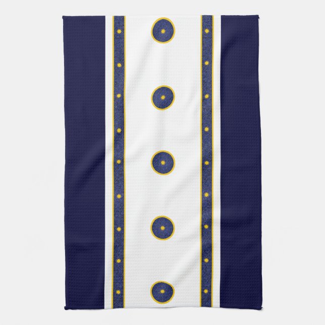 Paño De Cocina Azul oscuro con estrellas de oro (Vertical)