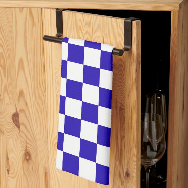 Paño De Cocina Azul profundo a cuadros  (Pliegue de tercios)