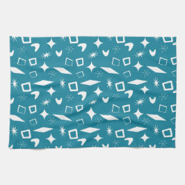 Paño De Cocina Azul Retro Moderno De Mediano Siglo Atómico De Med