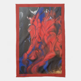 Paño De Cocina Azul Rojo Blanco Blanco Abstracto Acrílico