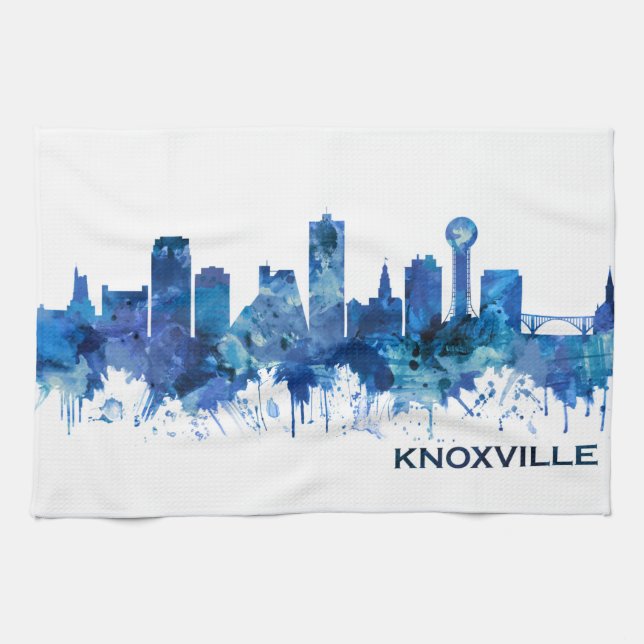 Paño De Cocina Azul Skyline de Knoxville (Horizontal)