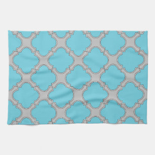 Paño De Cocina azul y gris de quatrefoil