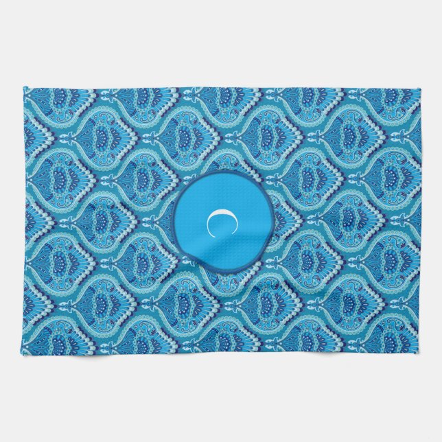 Paño De Cocina Azulado - Paisley Plumoso (Horizontal)