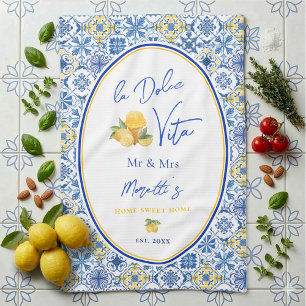 Paño De Cocina Azulejo Mediterráneo para Recién Casados
