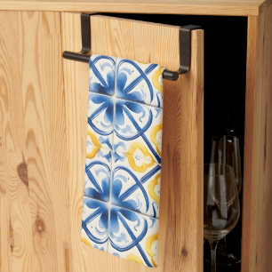 Paño De Cocina Azulejos Azules Mediterráneos de Amalfi