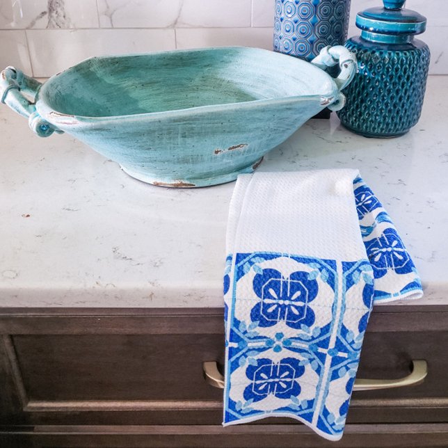 Paño De Cocina Azulejos azules y blancos Diseño de mosaicos (Subido por el creador)