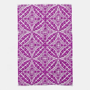 Paño De Cocina azulejos marroquíes - púrpura amatista y blanco
