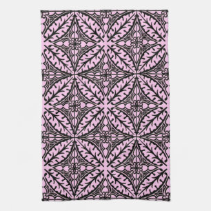 Paño De Cocina Azulejos marroquíes - rosa hielo y negro