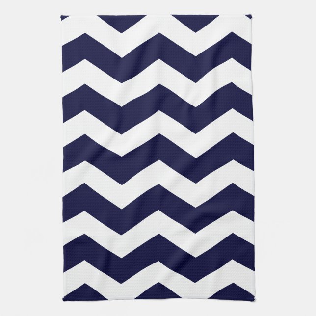 Paño De Cocina Azules marinos y blanco Chevron (Vertical)