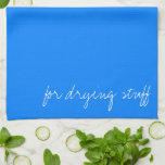 Paño De Cocina Azure Blue personalizado<br><div class="desc">Fondo azul de Azure con texto blanco personalizable. Este es un color azul-cian brillante que a menudo se describe como el color del cielo en un día despejado.</div>