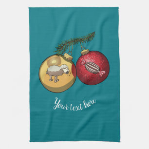 Paño De Cocina Baa Humbug Baubles Navidades Oveja y Personalizado