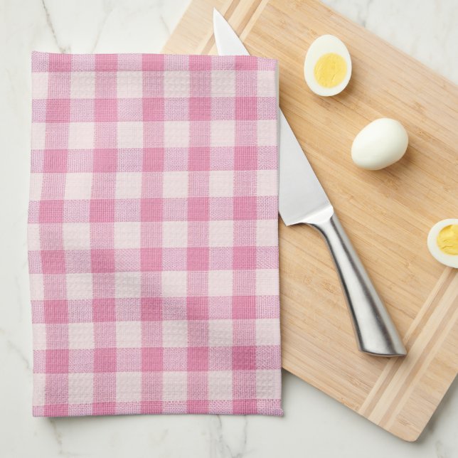 Paño De Cocina Baby Pink Gingham Pattern (Doblado Cuarto)