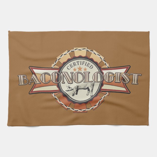 Paño De Cocina Baconólogo certificado de Bacon LOVE (Horizontal)