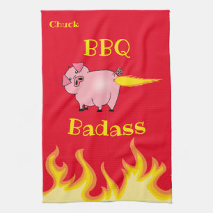 Paño De Cocina Badass de paro de cerdos flamantemente