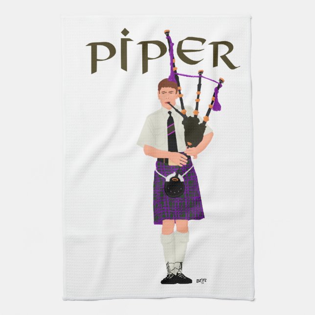 Paño De Cocina Bagpiper - Morado morado (Vertical)