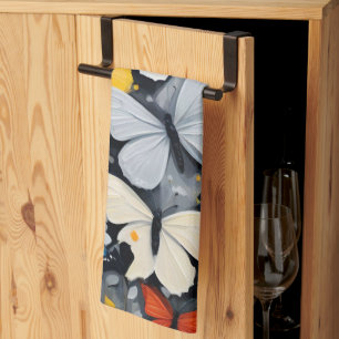 Paño De Cocina Bailando arte acrílico de mariposa colorida,