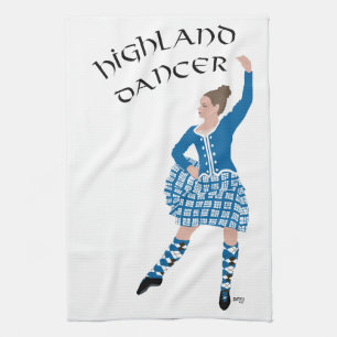 Paño De Cocina Bailarín de las Highlands escocesas - Azul turques