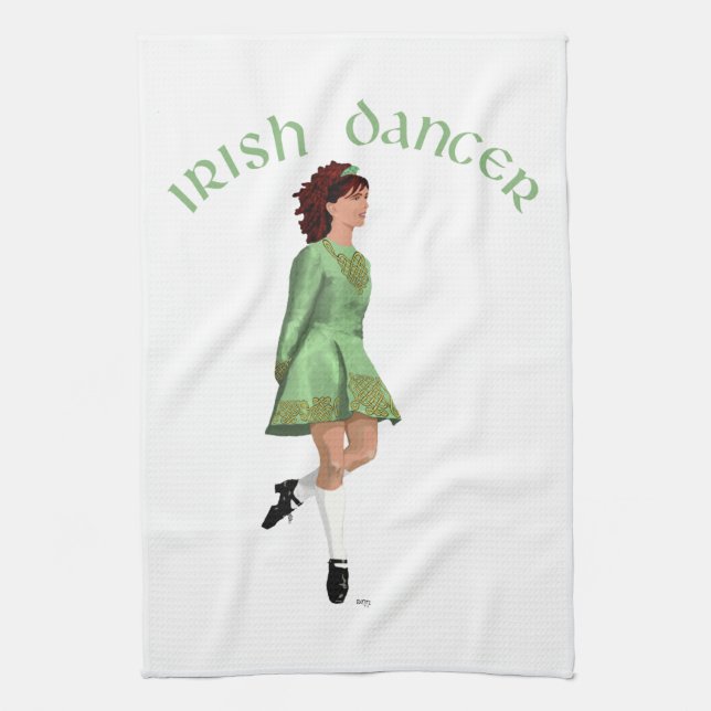 Paño De Cocina Bailarín de Step Irlandés - Verde (Vertical)