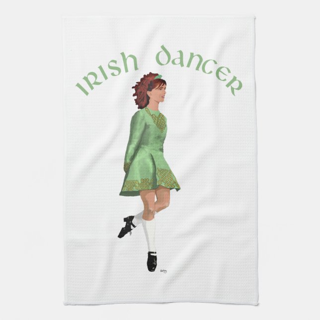 Paño De Cocina Bailarín de Step Irlandés - Verde (Vertical)