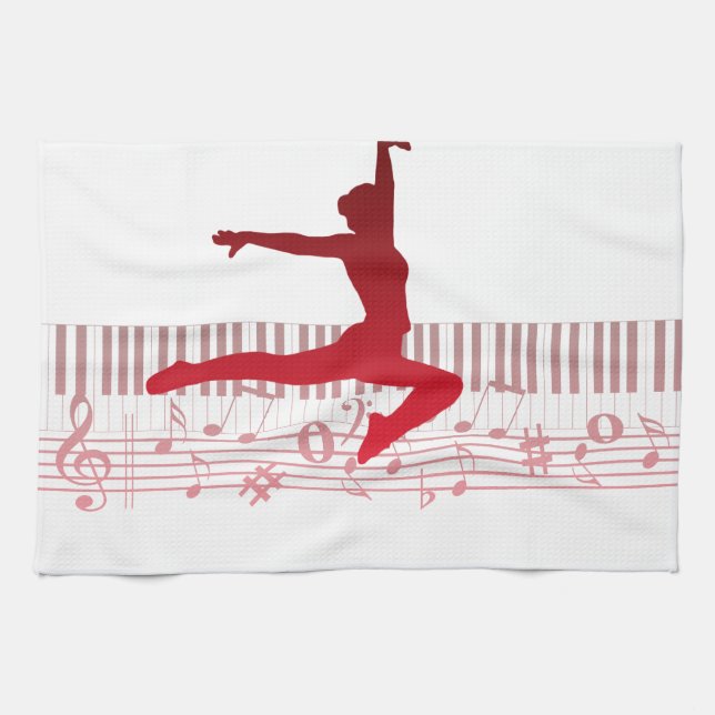 Paño De Cocina Bailarina de ballet en un teclado (Horizontal)