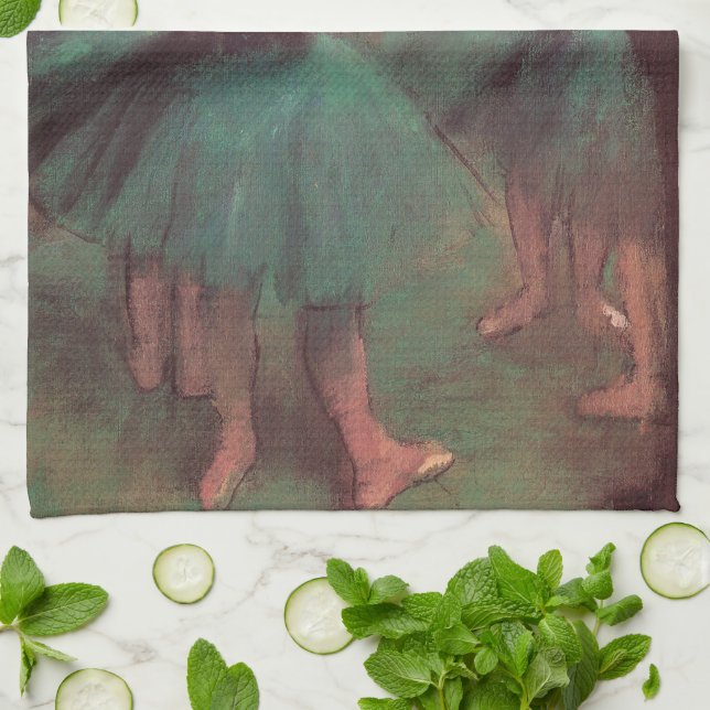 Paño De Cocina Bailarinas, rosadas y verdes de Edgar Degas (Doblado)