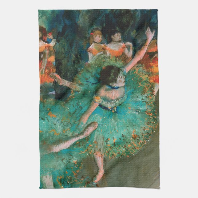 Paño De Cocina Bailarines en verde de Edgar Degas (Vertical)
